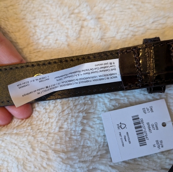 J.CREW Espresso Classic belt in croc-embossed leather NEW Size M - Picture 5 of 15